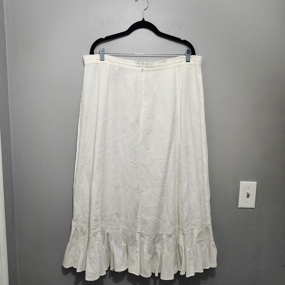 Liz Claiborne Cream 100% Linen Maxi Skirt Size 16 Costal Vacation - Picture 4 of 8